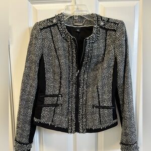 White House black market, black-and-white tweed jacket